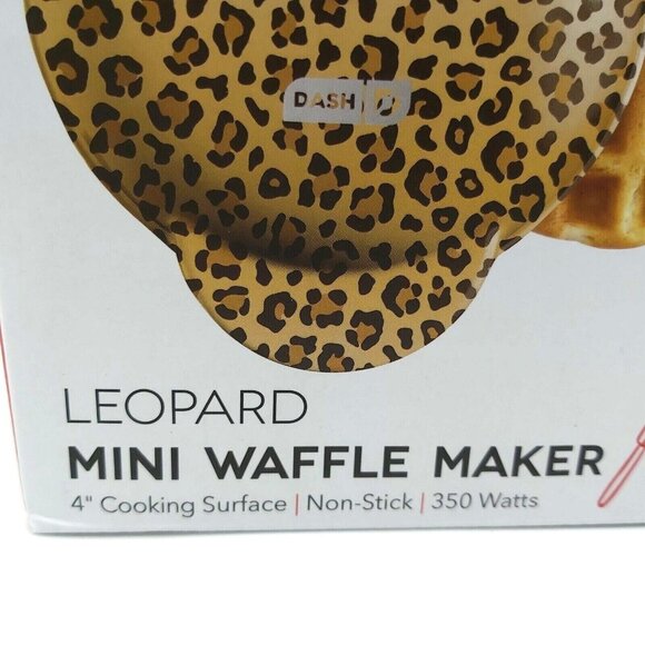 DASH Mini 4 inch Leopard Spots Waffle Maker Electric Get Cookin Good Lookin Box - Picture 5 of 8
